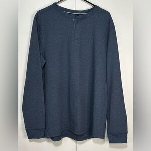 Members Mark Men's size XL Blue Thermal Classic Henley Long Sleeve Shirt NWT